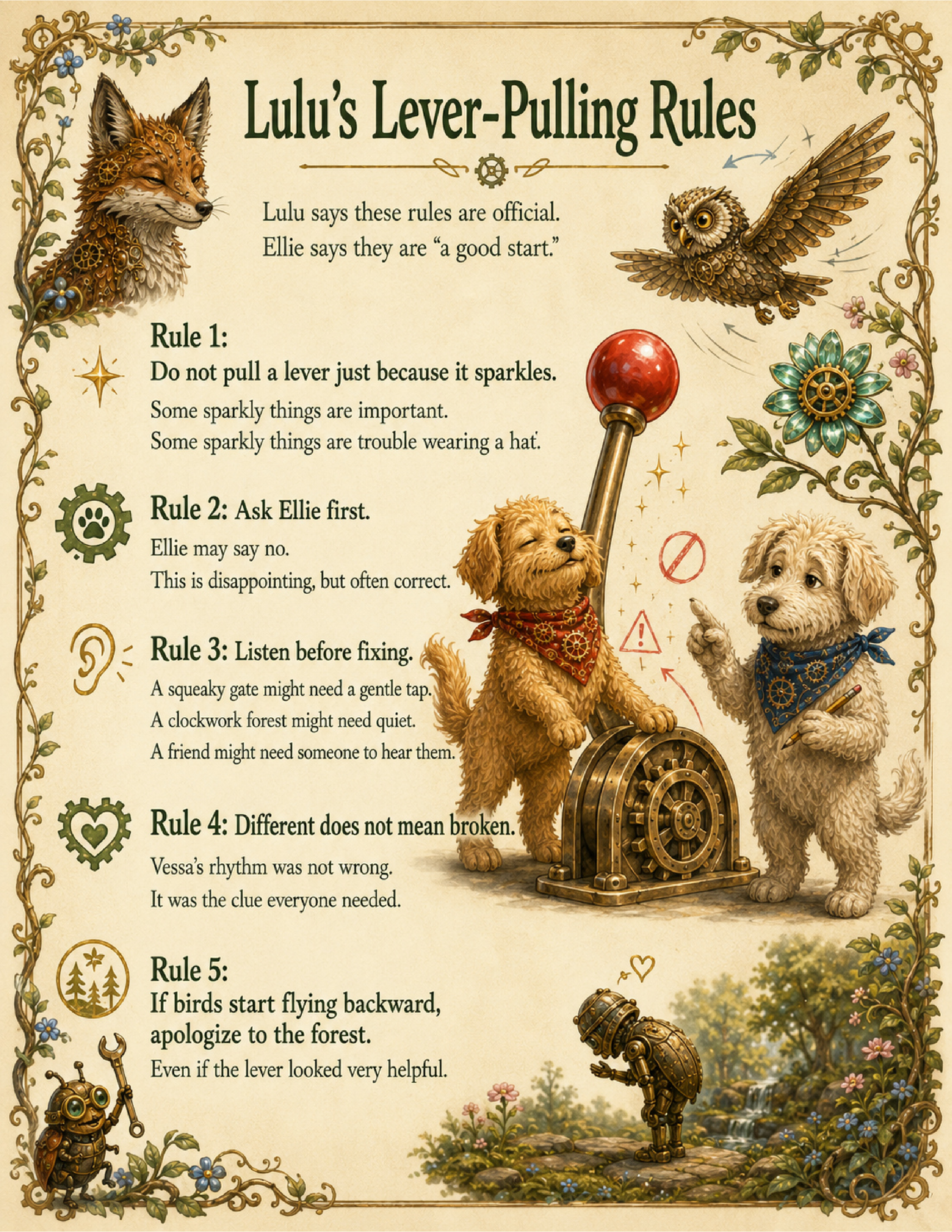 Lulu & Ellie and the Clockwork Forest interior feature art